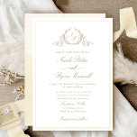 Classic Monogram Champagne Watercolor Wedding Invitation<br><div class="desc">Delight friends and family with this elegant wedding invitation showcasing exquisite fine hand drawn leafy botanical monogram with bride and groom's initials. Front invitation trimmed with thin champagne cream hues watercolor frame, while invitation's back featuring beautiful watercolor wash in champagne, cream, ivory, buttercream and beige hues. Clean and simple design...</div>