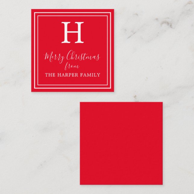 Classic Monogram Christmas Gift Enclosure Cards (Front/Back)