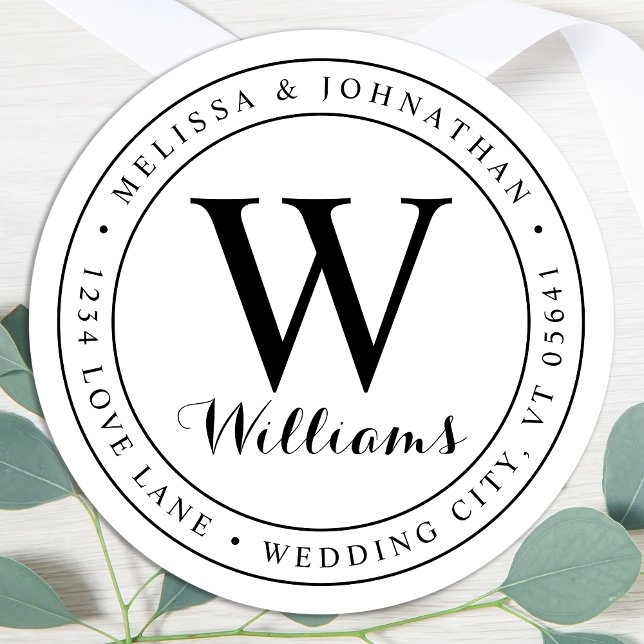 Classic Monogram Circle Return Address Label (Creator Uploaded)