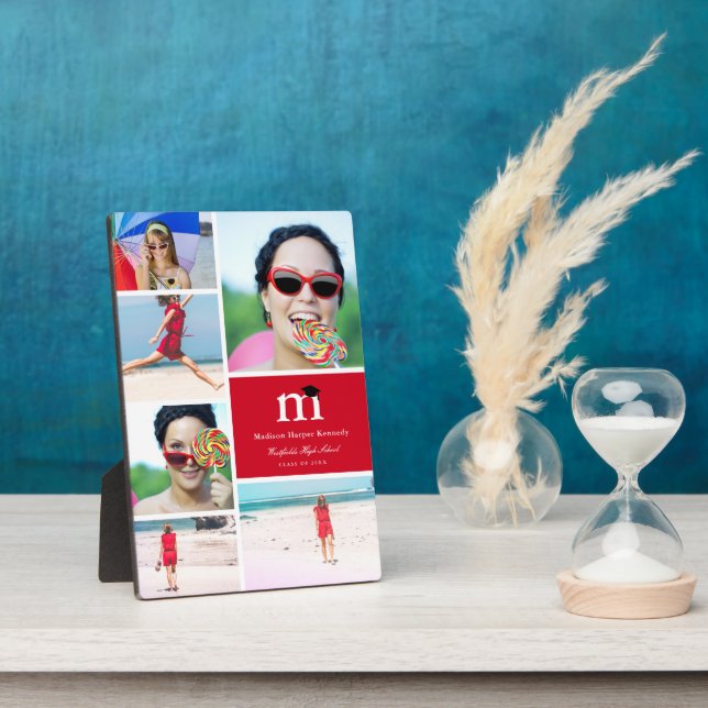 Classic Monogram Color Block 6 Photo Graduation Plaque (Side)