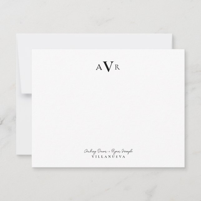 Classic Monogram Couple Initials Custom Wedding Card (Front)