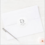 Classic Monogram Crest Wedding Envelope Seal<br><div class="desc">Elegant black and white floral monogram crest wedding classic envelope seal sticker.</div>
