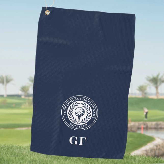 Classic Monogram Custom Name Dark Blue  Golf Towel (Creator Uploaded)