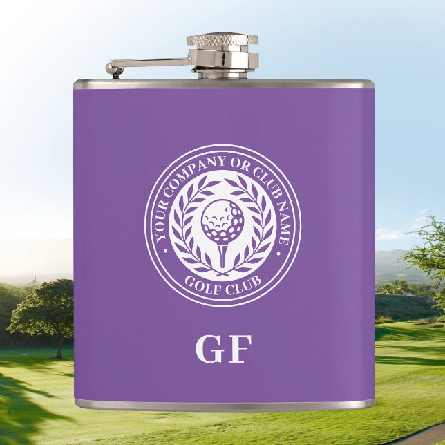 Classic Monogram Custom Name Purple Hip Flask (Creator Uploaded)