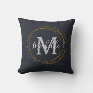 Classic Monogram Dark Grey Gold Rings  Cushion