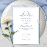 Classic Monogram Dusty Blue Watercolor Wedding Invitation<br><div class="desc">Delight friends and family with this elegant wedding invitation showcasing an exquisite fine hand-drawn leafy botanical monogram with the bride and groom's initials. The front invitation is trimmed with a thin dusty blue and blue hues watercolor frame, while the back features a beautiful watercolor wash in dusty blue and blue...</div>