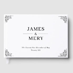 Classic Monogram Elegant Border Wedding Guest Book