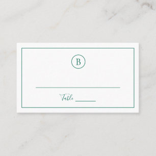 Classic Monogram Elegant Emerald Green Wedding Place Card