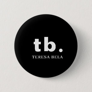 Classic Monogram Elegant Minimal Black & White 6 Cm Round Badge