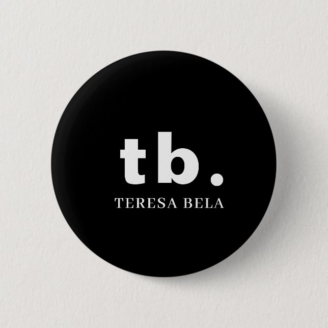 Classic Monogram | Elegant Minimal Black & White  6 Cm Round Badge (Front)