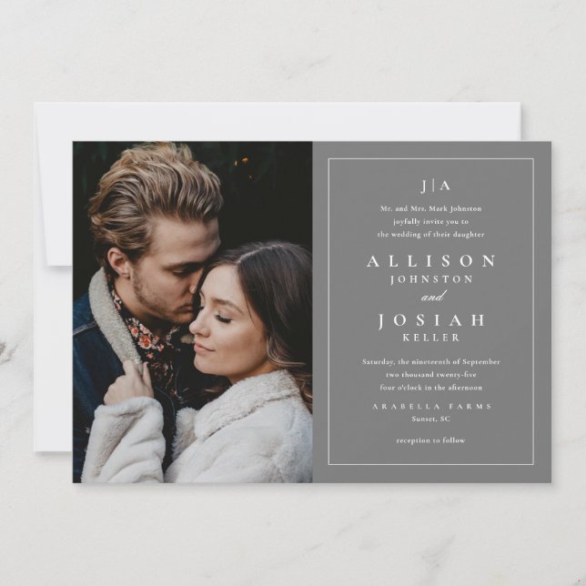 Classic Monogram Elegant Photo Wedding Invitation (Front)