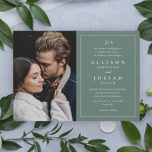 Classic Monogram Elegant Photo Wedding Invitation (Creator Uploaded)