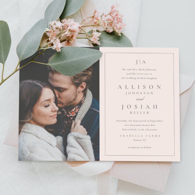 Classic Monogram Elegant Photo Wedding Invitation (Creator Uploaded)