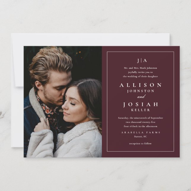 Classic Monogram Elegant Photo Wedding Invitation (Front)