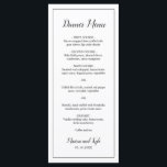 Classic Monogram Elegant Wedding Menu<br><div class="desc">Modern Wedding Menu in minimalist black and white with the header and your names in an elegant script along with your menu surrounded by a thin border. The backside has your monogram at the bottom. The fonts and border may be changed to any colour you wish by clicking the "customise"...</div>