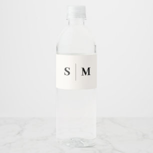 Classic Monogram Elegant White Wedding Water Bottle Label