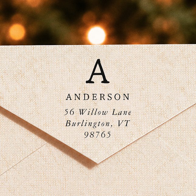 Classic Monogram Family Initial Return Address Rubber Stamp (Creator Uploaded)