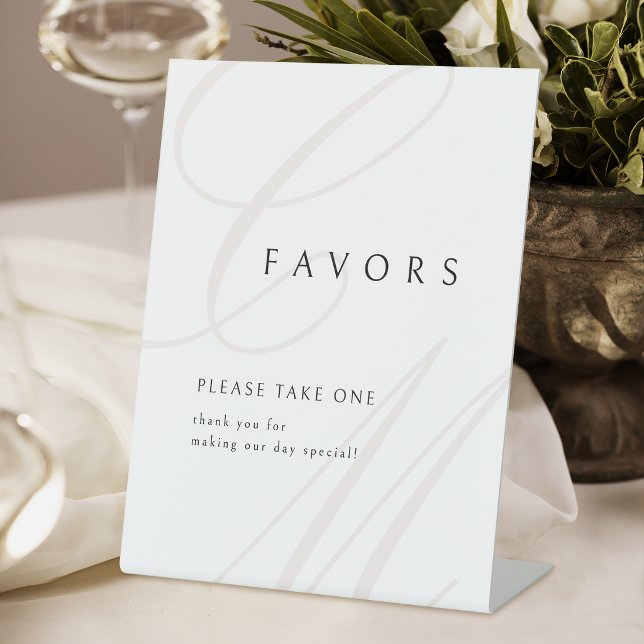 Classic Monogram Favours Please Take One Pedestal Sign (Classic Monogram Favors Please Take One Pedestal Sign)