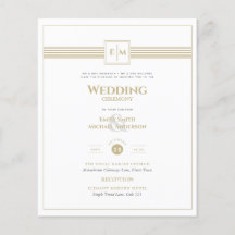 Classic Monogram Formal Wedding White All in 1 Inv