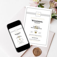 Classic Monogram Formal Wedding White All in 1 Inv