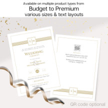 Classic Monogram Formal Wedding White Gold Invite