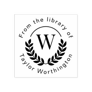 Classic Monogram "From the Library of" Book Rubber Stamp