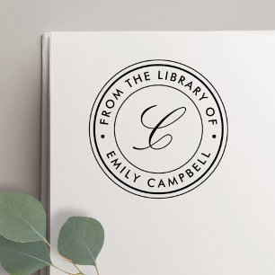 Classic Monogram from the Library of Bookplate Self-inking Stamp