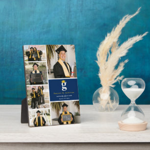 Classic Monogram Gold Blocks 6 Photo Graduation Plaque