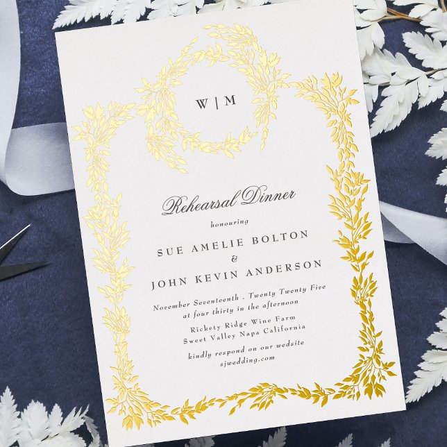 Classic Monogram Gold Crest Rehearsal Dinner (Creator Uploaded)