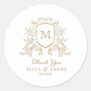 Classic Monogram Gold Wedding Sticker