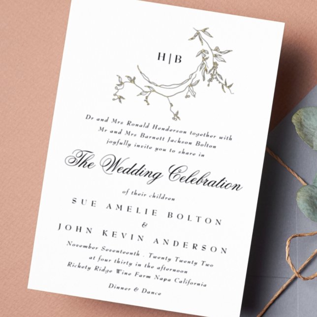 Classic Monogram Gold Wreath Wedding (Creator Uploaded)