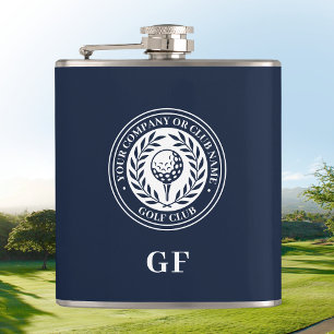 Classic Monogram Golf Flask Custom Name Navy