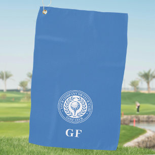 Classic Monogram Golf Towel Custom Name Blue 