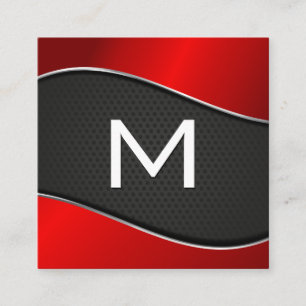 Classic Monogram   Gradient Red Background Mesh Square Business Card