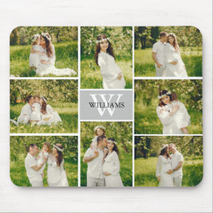 Classic Monogram Grey Photo Collage Mouse Mat