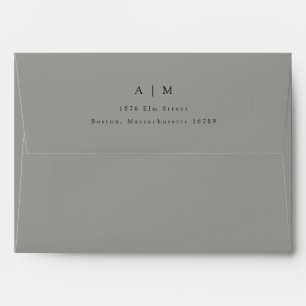 Classic Monogram Grey Return Address Wedding Envelope