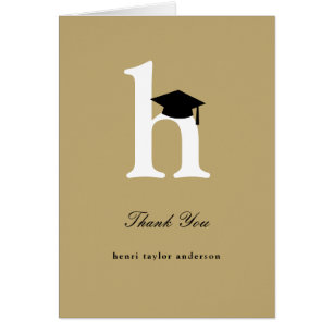 Classic Monogram H Graduation Cap Photo Thank You