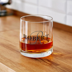 Classic Monogram Initial Name Whiskey Glass