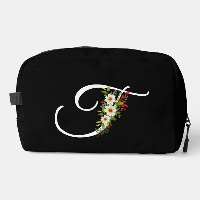 Classic monogram  initial red flower mother gift dopp kit (Front)