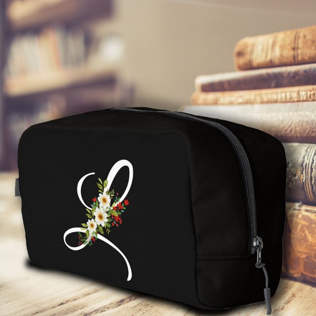 Classic monogram  initial red flower mother gift dopp kit (Creator Uploaded)
