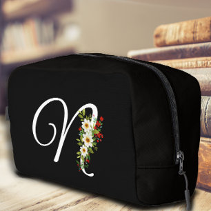 Classic monogram  initial red flower mother gift dopp kit