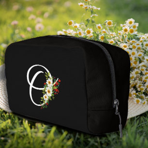 Classic monogram initial red flower mother gift dopp kit