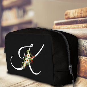 Classic monogram  initial red flower mother gift dopp kit