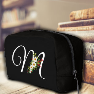 Classic monogram initial red flower mother gift dopp kit