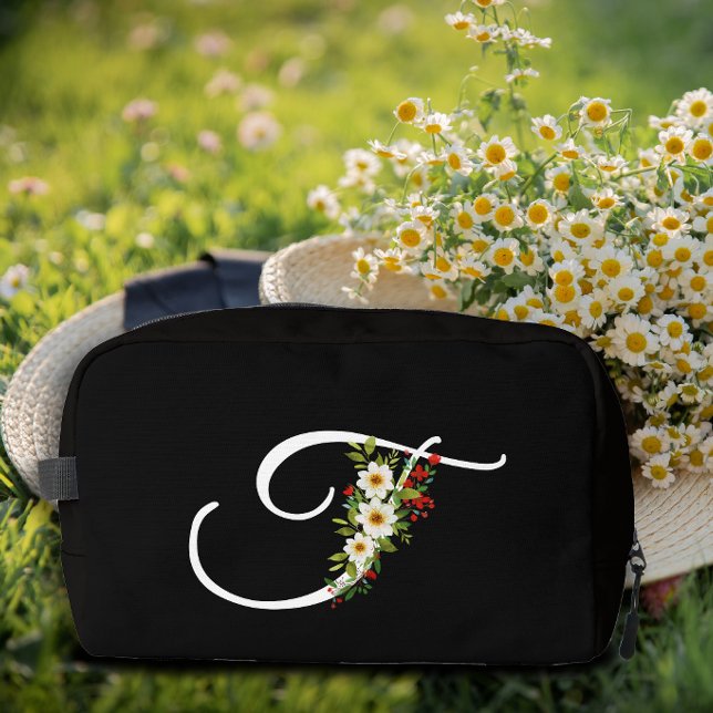 Classic monogram  initial red flower mother gift dopp kit (Creator Uploaded)