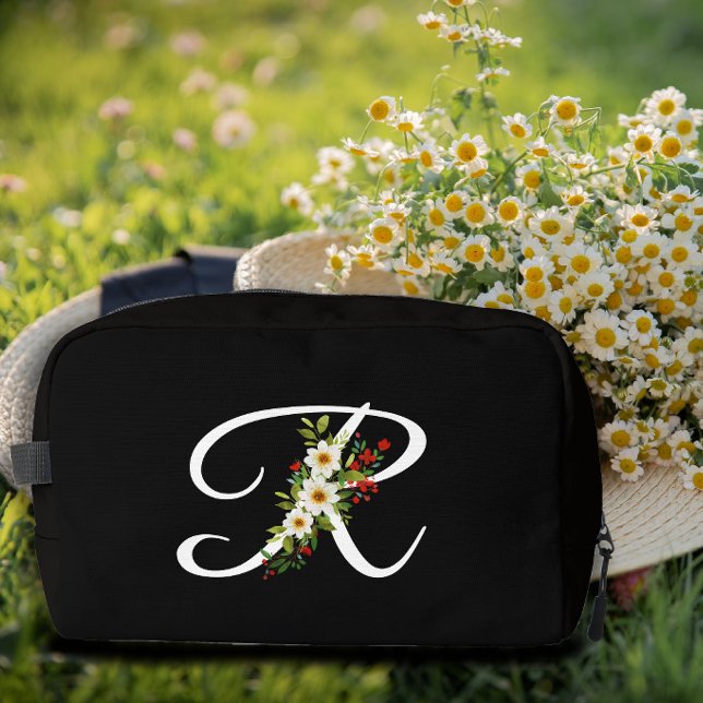 Classic monogram  initial red flower mother gift dopp kit (Creator Uploaded)