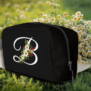 Classic monogram initial white flower mother gift dopp kit