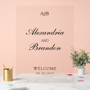 Classic Monogram Initials and Ampersand Wedding Acrylic Sign