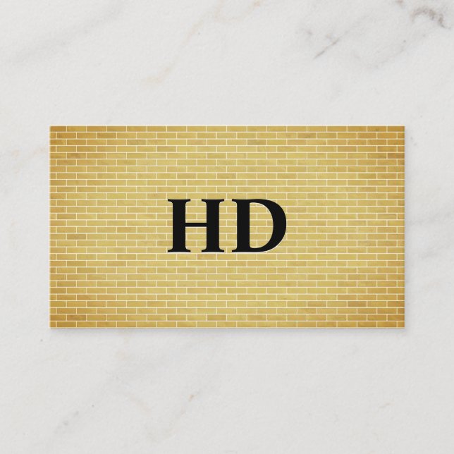 Classic Monogram Initials | Gold Brick Wall Business Card (Front)