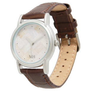 Classic Monogram Initials Modern Elegant Sand  Watch